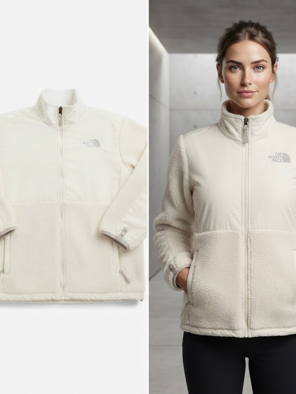 The North Face Women's Cream Teddy Fleece Jacket Large